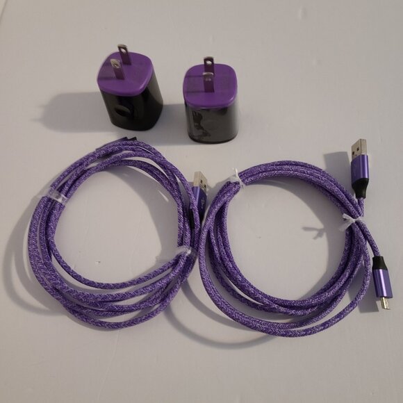''FAST CHARGING DUO | PURPLE MICRO USB WALL PLUG & CORD SET " - Picture 4 of 9